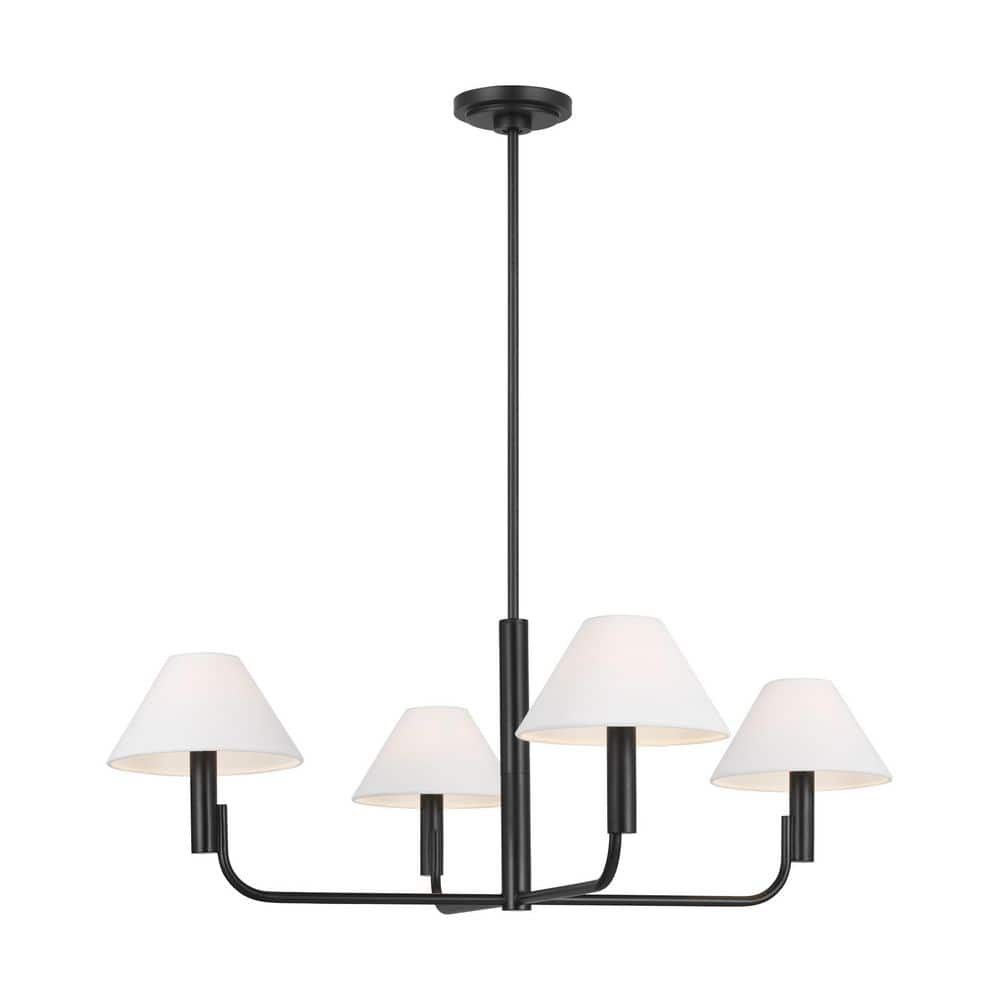Colfax Medium 4-Light Aged Iron Dining Room Chandelier With White Linen Shades price history on PriceWatchPro