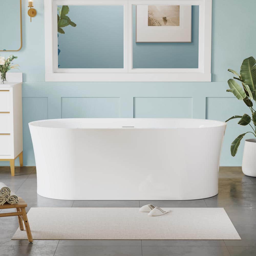 67 in. L x 31/12 in. W Pure Acrylic Soaking Bathtub with Center Drain in Gl