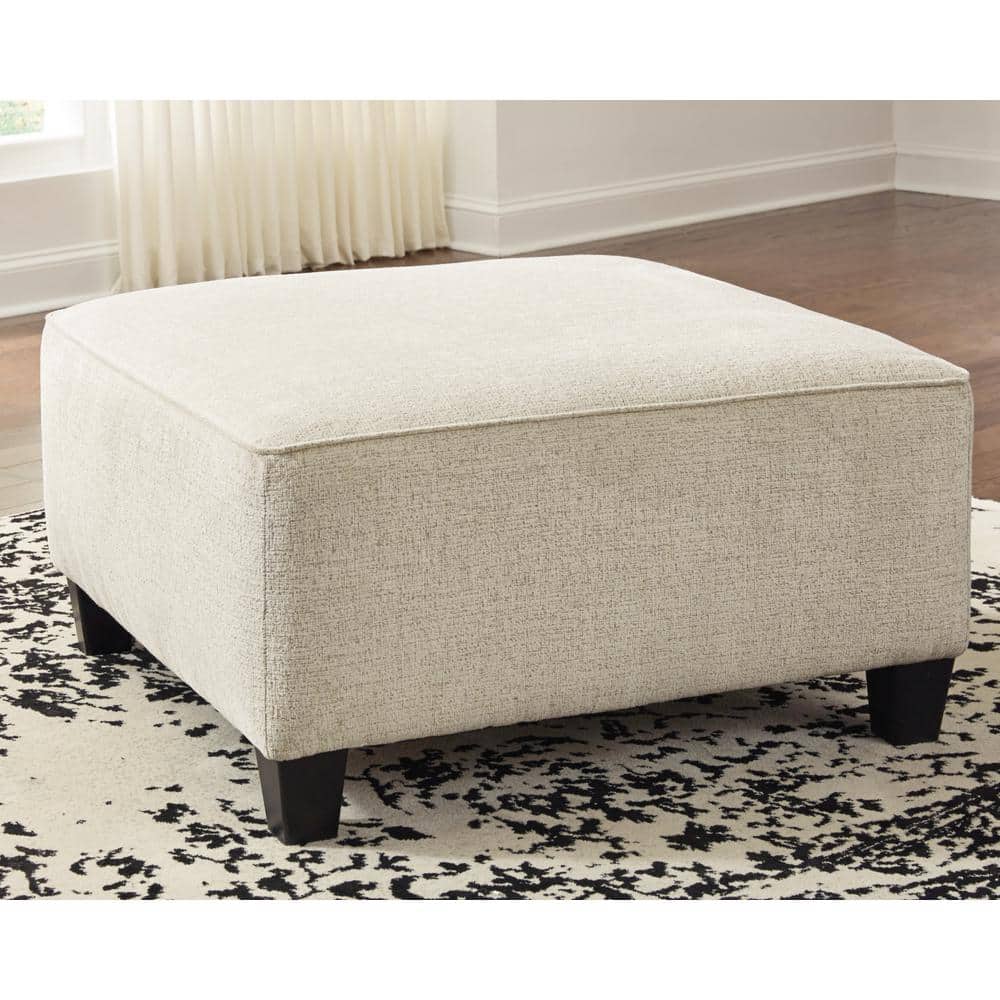 Contemporary Beige Chenille Oversized Footstool 39"x39"