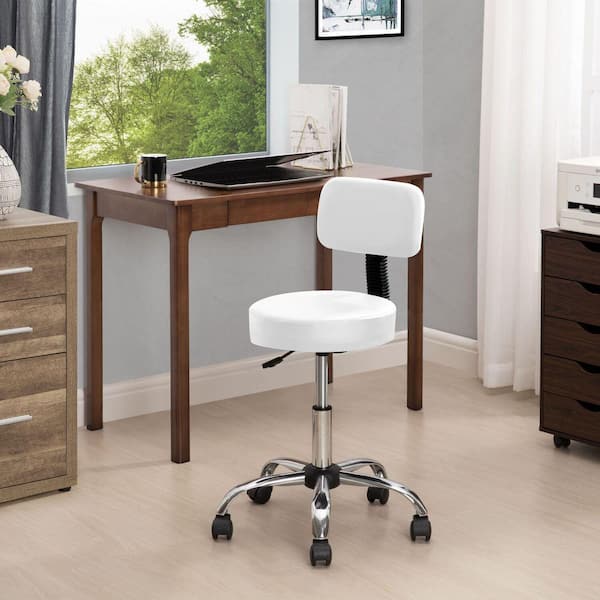 HOMESTOCK Espresso Faux Leather Drafting Stool for Office, Studio,  Adjustable Height with Backrest and Rolling Wheels 85502W - The Home Depot