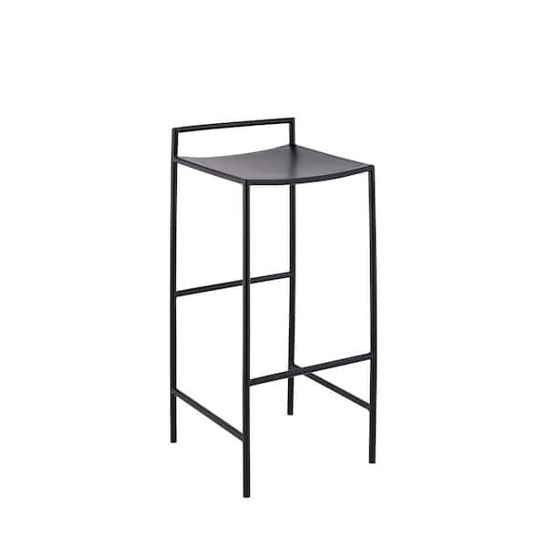 Svelte 30 in. Coastal Contemporary Metal Saddle-Seat Low-Back Bar Stool with Foot Rest, Black Frame