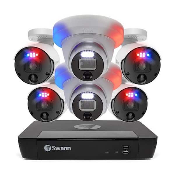 Swann 8-Channel 4K Upscale 2TB NVR Security Camera System with 4 Wired Bullets and 2 Wired Domes
