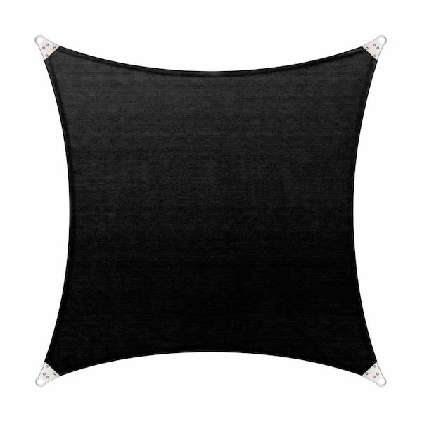 COLOURTREE 12 ft. x 12 ft. 260 GSM Reinforced (Super Ring) Black Square Sun Shade Sail