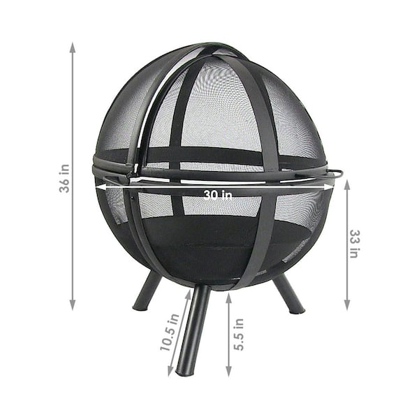 Round Steel Wood Burning Fire Pit, Ball Of Fire Steel Wood Burning Fire Pit
