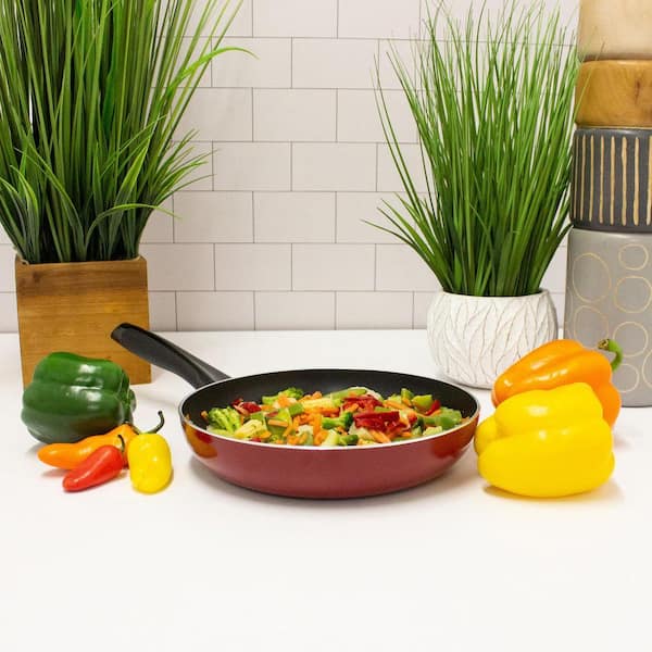 Geminis 2-piece Aluminum Fry Pan Set 9.5 in. Red