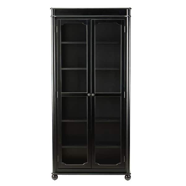 Unbranded Essex 68.5 in. H Black 6-Shelf Bookcase with Glass Doors