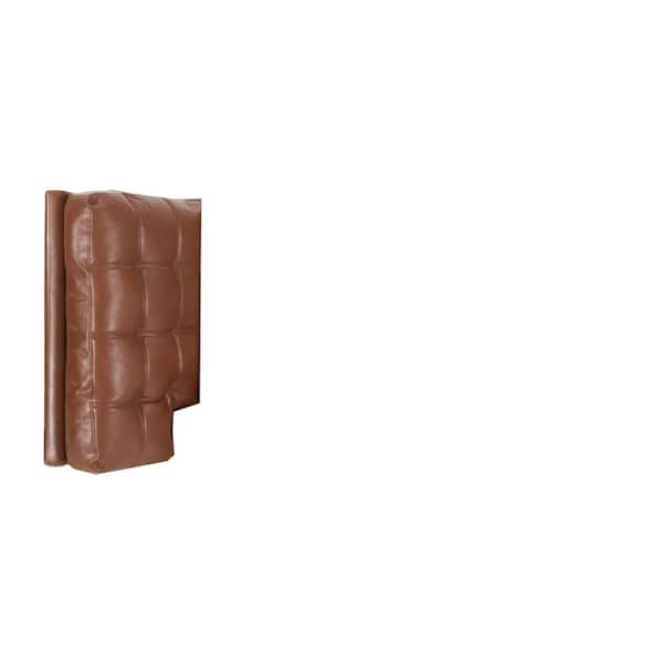Noble House Berkamn 34.5 in ArmlessFaux Leather Left Arm Sectional Sofa Chaise Lounge Backrest and Back Cushion in. Cognac Brown