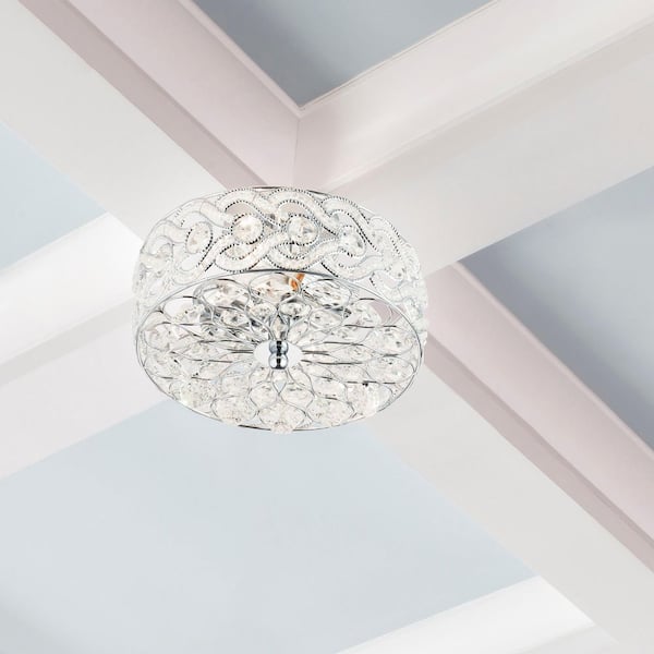 Rave 11.5 in. 2-Light Nickel Semi-Flush Mount