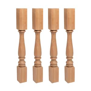 35.25 in. x 3.75 in. Unfinished Solid North American Cherry Plain Full Round Kitchen Island Leg (4-Pack)