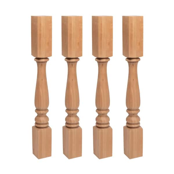 American Pro Decor 35.25 in. x 3.75 in. Unfinished Solid North American Cherry Plain Full Round Kitchen Island Leg (4-Pack)