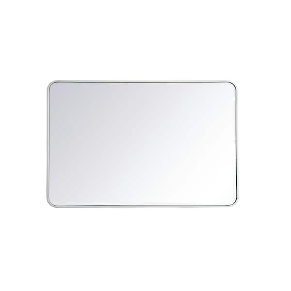 Unbranded Timeless Home 42 in. H x 28 in. W White Modern Soft Corner Rectangular Wall Mirror