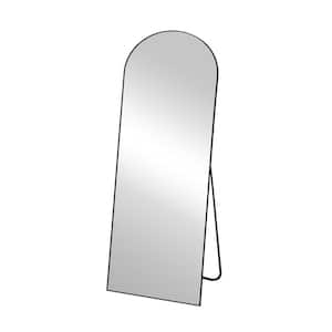 21.26 in. W. x 64.17 in. H Metal Black Standing Mirror Arched Full Length Aluminum Frame Wall Mounted Mirror Stand