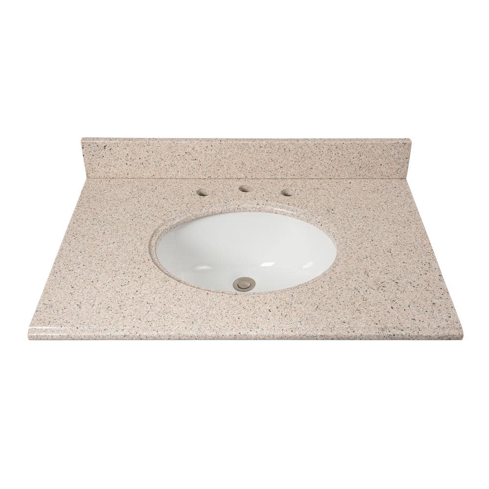 Home Decorators Collection 31 in. W x 22 in D Granite White Round Single Sink Vanity Top in Beige -  GT31BG-O
