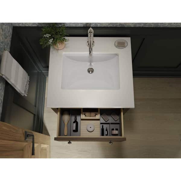 Malin by Studio McGee 24 in. Draper Oak Bath Vanity with Bianco Bella Quartz Top