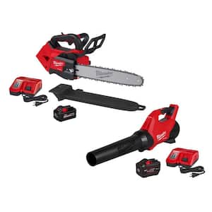 M18 FUEL 14 in. 18V Cordless Electric Battery Powered Top Handle Chainsaw w/ Blower, 12.0 & 8.0 Ah Batteries, Charger