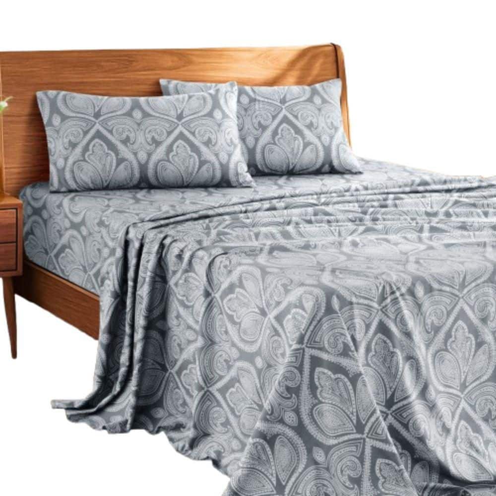 Lux Decor 4-Piece Gray Paisley Microfiber Cal King Upto 16 in. Deep Pocket Ultra Soft Sheet Set price history on PriceWatchPro