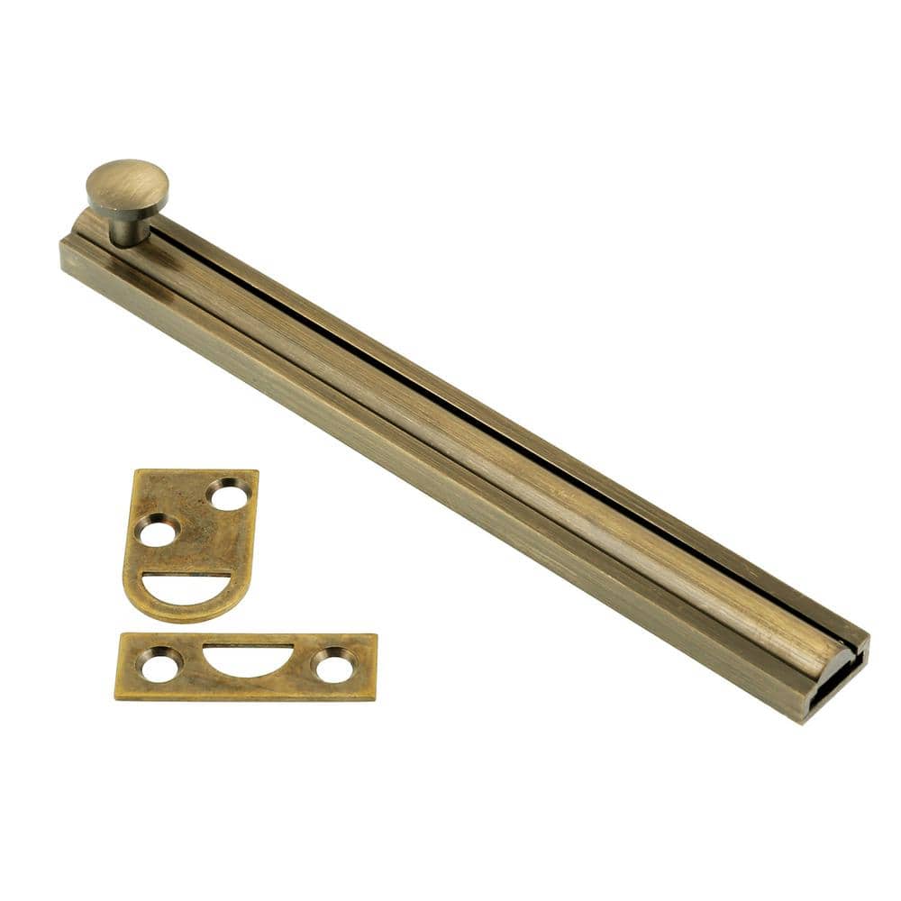 idh by st. simons 11066-005 solid brass surface bolt, antique brass - 8 in.