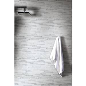 Narwhal White and Gray 11.93 in. x 11.91 in. Marble Peel and Stick Wall Mosaic Tile (5.92 sq. ft./Case)