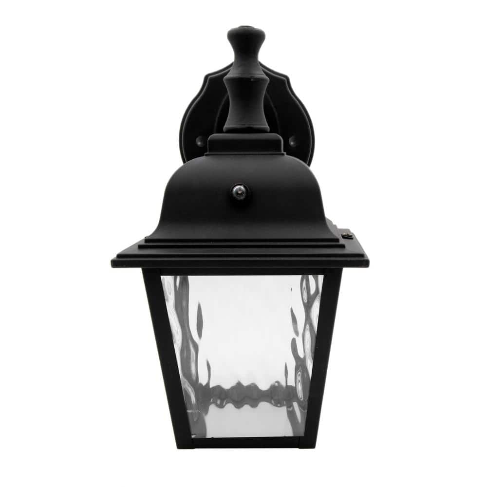 Black Aluminum LED Lantern Sconce with Water Glass