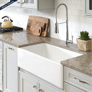 Bradstreet II 30 in. Farmhouse Apron Front Undermount Single Bowl Crisp White Fireclay Kitchen Sink