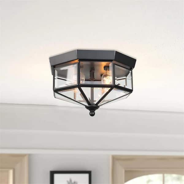 10.25-in W Black Outdoor Flush Mount Light 10.25-in W Black Outdoor Flush Mount Light