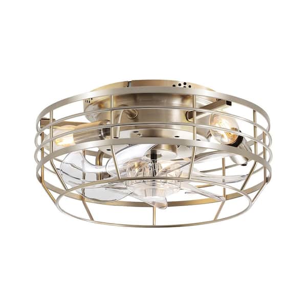 Airsurfer 12 in. Satin Nickel Indoor 3-Light Caged Ceiling Fan