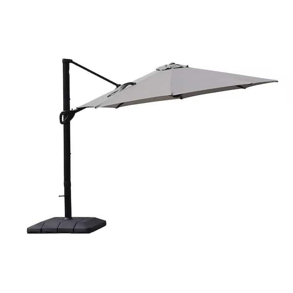 Cesicia 11 ft. Aluminium Patio Umbrella with Weight Base in Gray