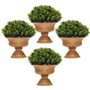 4-Pack 11 in. H Artificial Pine Cone Plants Fake Mini Potted Plant Small Greenery Decor for Indoor