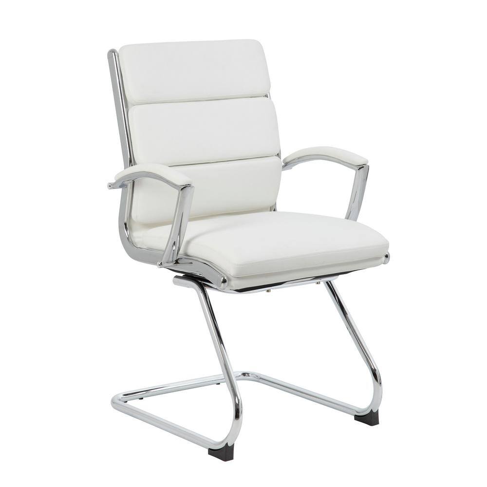 ExecutivePro 23 in. Width Standard White Faux Leather Guest Office Chair