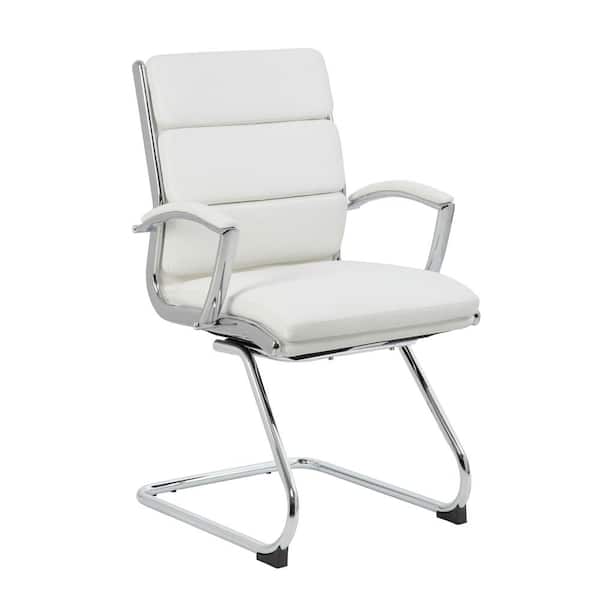 BOSS Office Products ExecutivePro 23 in. Width Standard White Faux Leather Guest Office Chair