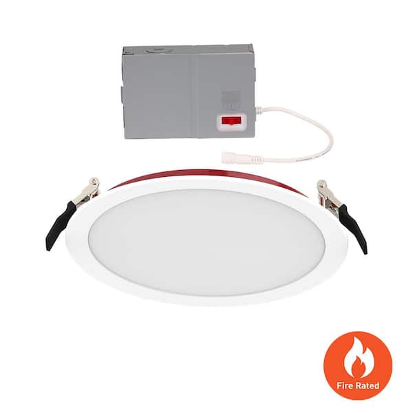 ETI LIGHTING 8 in. Fire Rated Canless Integrated LED Recessed Light Trim Downlight 1600 Lumens Adjustable CCT Dimmable