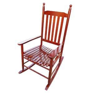 Countryside Simple Style 42.25 in. H Red Rocking Wooden Outdoor Chair Porch Rocking Lounge Chair
