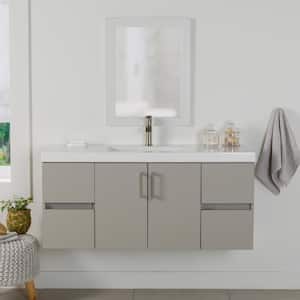 Rawlins 49 in. W x 19 in. D x 22 in. H Single Sink Floating Bath Vanity in Gray with White Cultured Marble Top