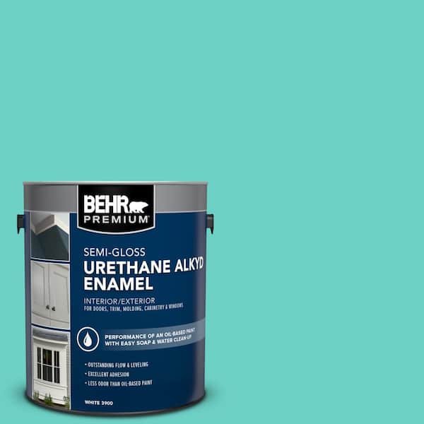 BEHR PREMIUM 1 gal. #AE-38 Water Pool Urethane Alkyd Semi-Gloss Enamel Interior/Exterior Paint