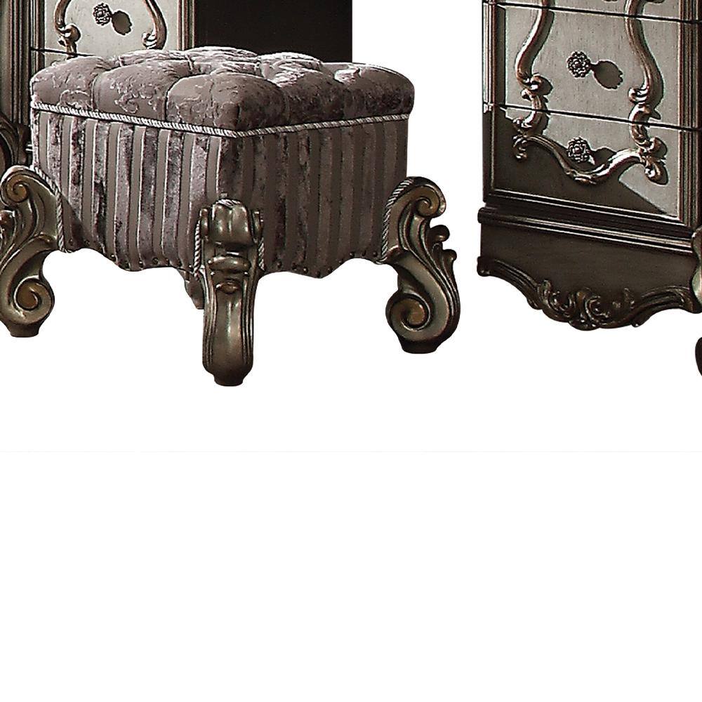 Antique Platinum Versailles Vanity Desk with Bench and Mirror