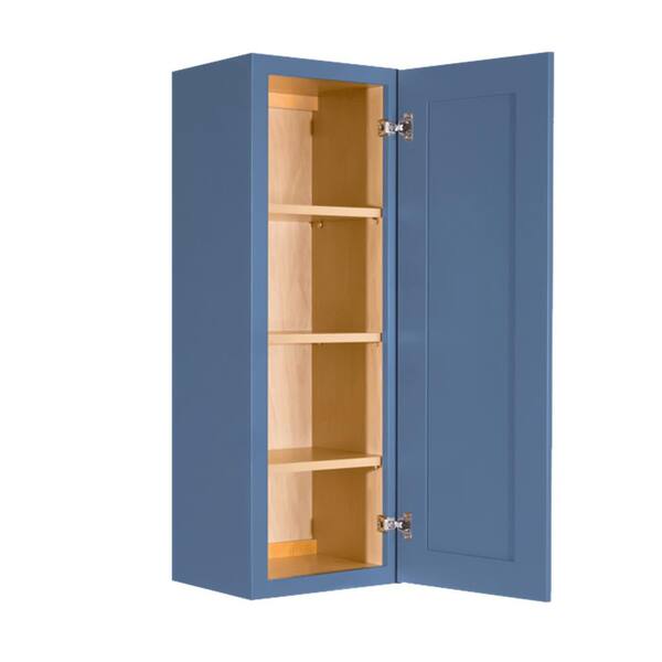 LIFEART CABINETRY Lancaster Blue Plywood Shaker Stock Assembled Wall Kitchen Cabinet 9 in. W x 42 in. H x 12 in. D