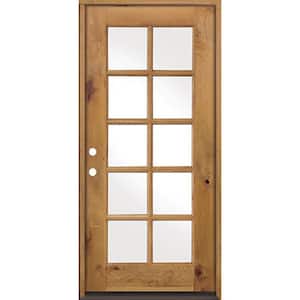 36 in. x 80 in. Classic French Alder 10-Lite Clear Low-E Left-Hand Inswing Unfinished Wood Exterior Prehung Front Door