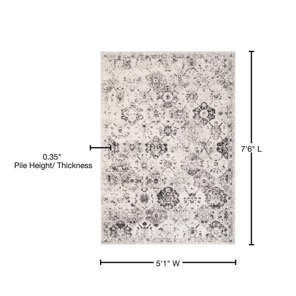 Reversible Silver Grey Synthetic Rectangular Rug - Easy Care and Stain-Resistant