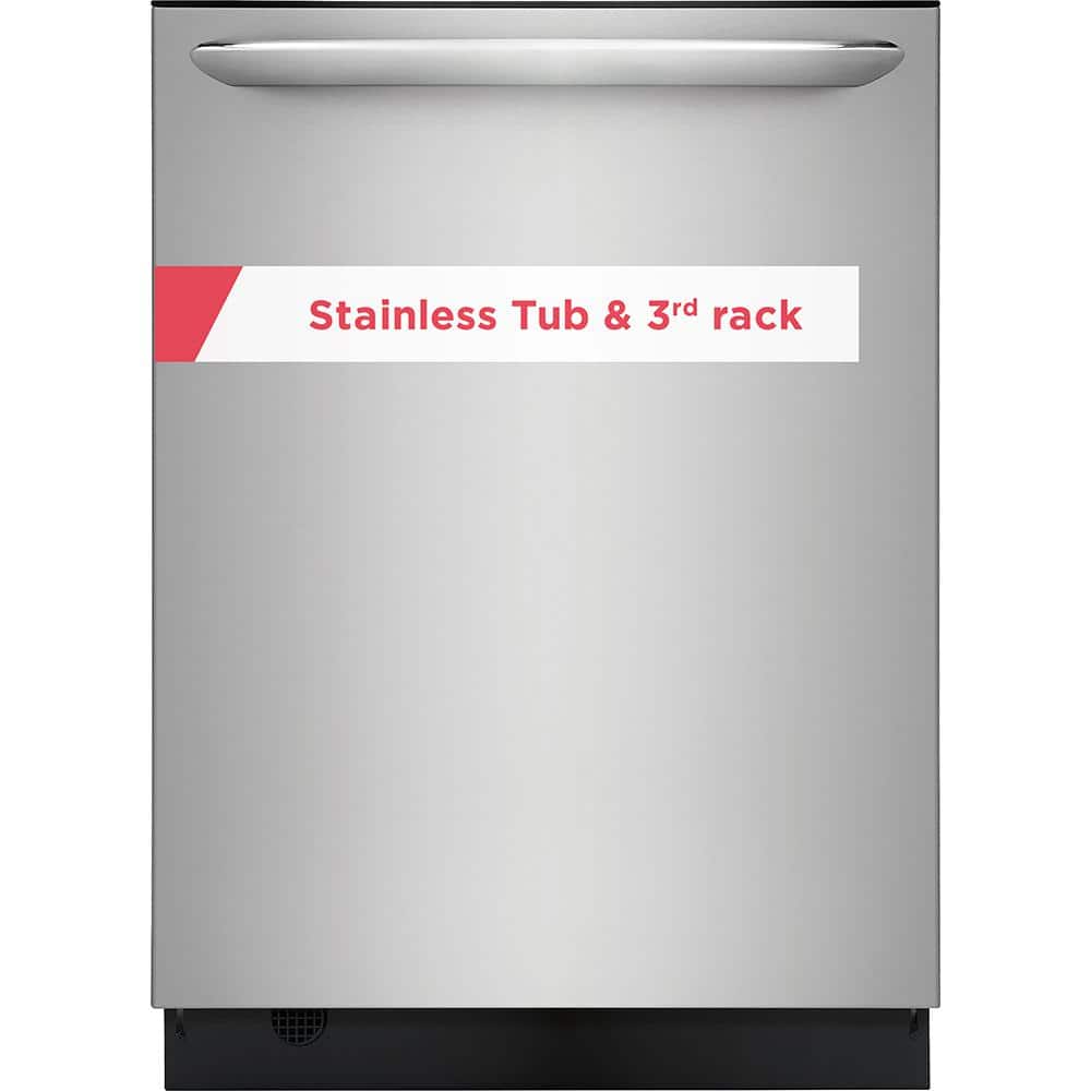 FRIGIDAIRE GALLERY 24 in. Smudge Proof Stainless Steel Top Control Built-In Tall Tub Dishwasher with Stainless Steel Tub, 49 dBA, Smudge-Proof Stainless Steel