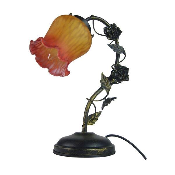 Simple Designs 13.78 in. Bronze Rose Petal Flower Lamp-DISCONTINUED