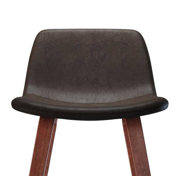 Addy 26" Brown Faux Leather Counter Stool with Wood Legs