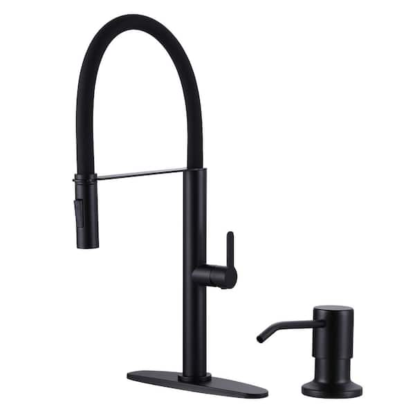 ARCORA Single Handle 1. 8GPM Pull Down Sprayer Kitchen Faucet Deck Plate Included in Matte Black