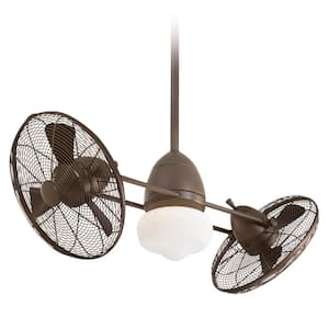 Gyro Wet 42 in. LED Indoor/Outdoor Oil Rubbed Bronze Twin Turbo Ceiling Fan with Light and Wall Control