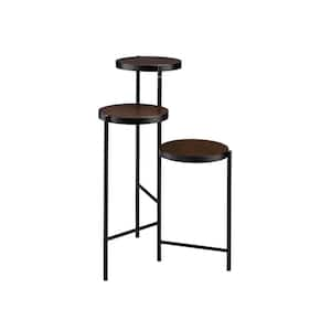 24 in. Black Round Glass Plant Stand with 3-Tier