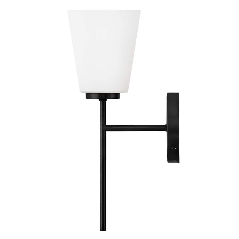 Black Etched Opal Glass Single Light Vanity Sconce