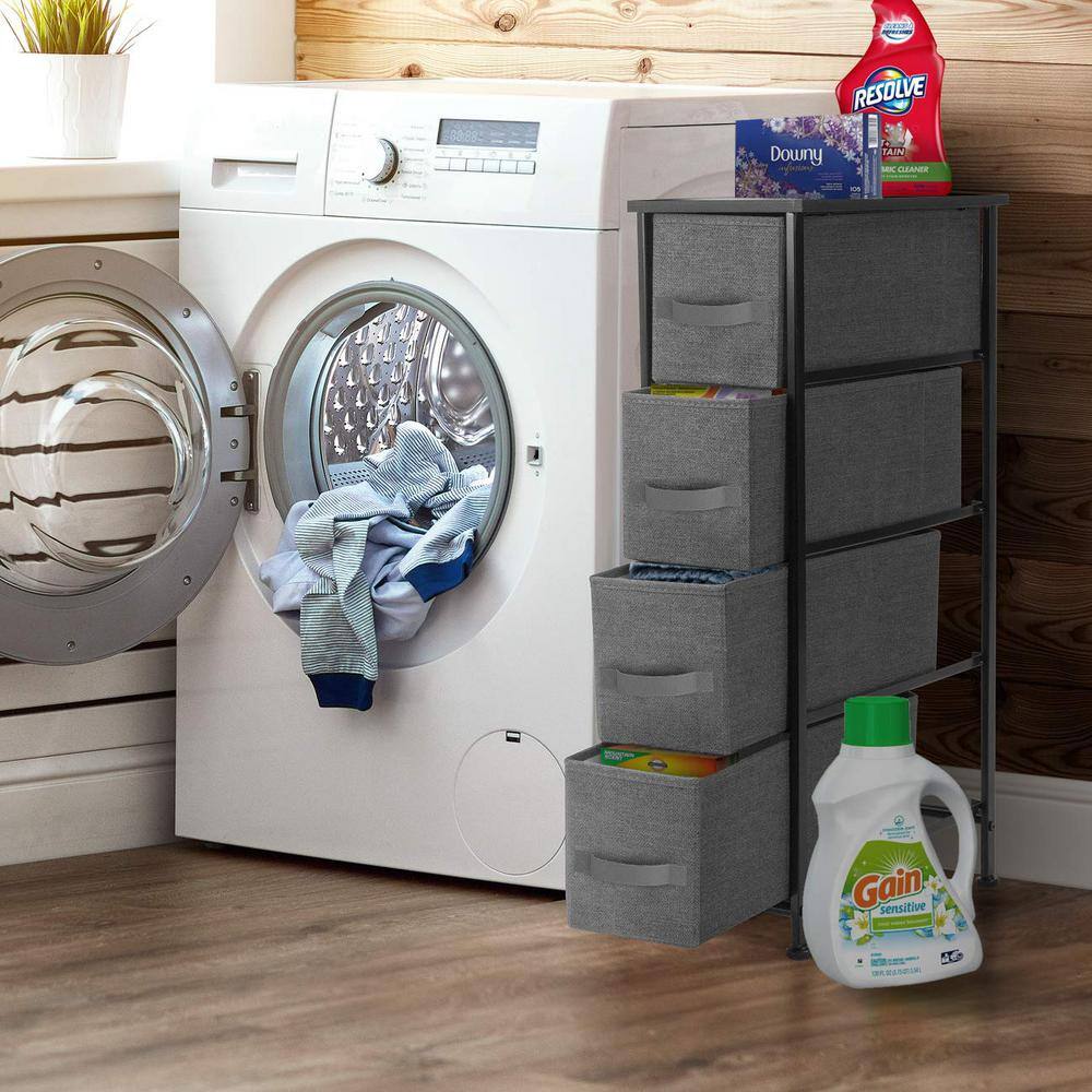 Sorbus Slim Black 4-Drawer Storage Tower with Steel Frame