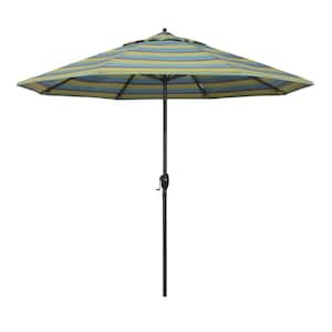 9 ft. Black Aluminum Market Patio Umbrella Auto Tilt in Astoria Lagoon Sunbrella