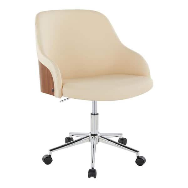 LumiSource Bacci Faux Leather Adjustable Office Chair in Cream