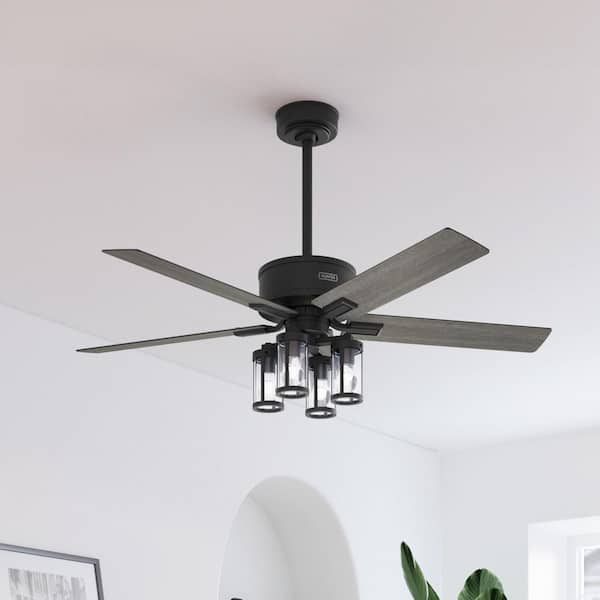 Hunter 52 inch Astwood II Matte Black Ceiling Fan with LED Light Kit and Handheld Remote