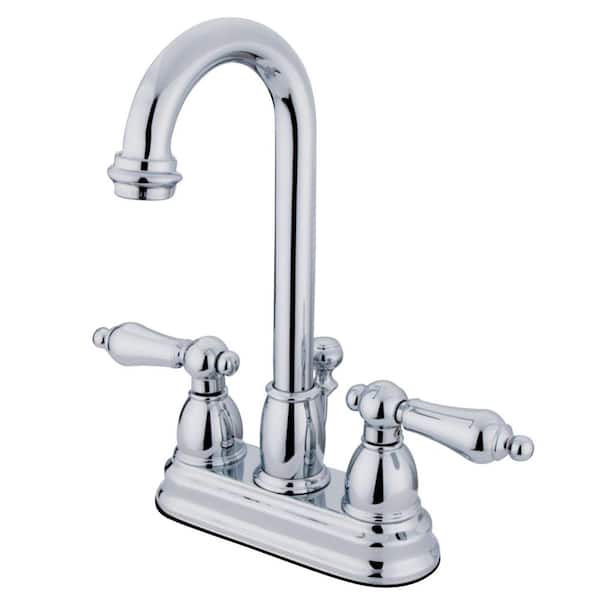 Kingston Brass Restoration 4 in. Centerset Double Handle Bathroom Faucet in Chrome